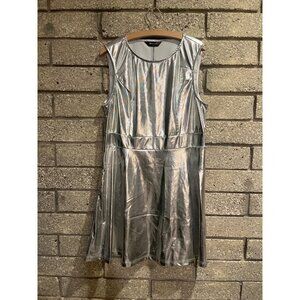 Allegra K Womens Metallic Silver Sleeveless A-Line Dress Size XL